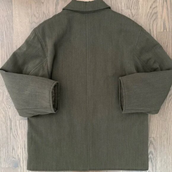 Margon Vintage 80s Insulated Wool Chore Coat Jacket in Brown Olive 42 / Medium - Picture 5 of 6